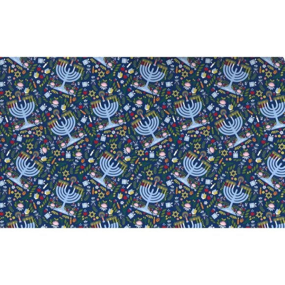 Hallmark Wrapping Paper Festive Hanukkah Collage Menorah 35 sq ft Roll Holiday - Picture 1 of 6